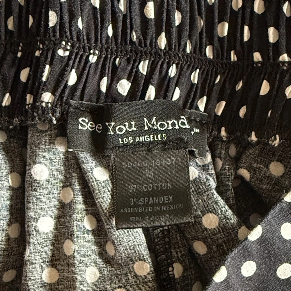 See You Monday Black and White Polka Dot A-Line Skirt / M